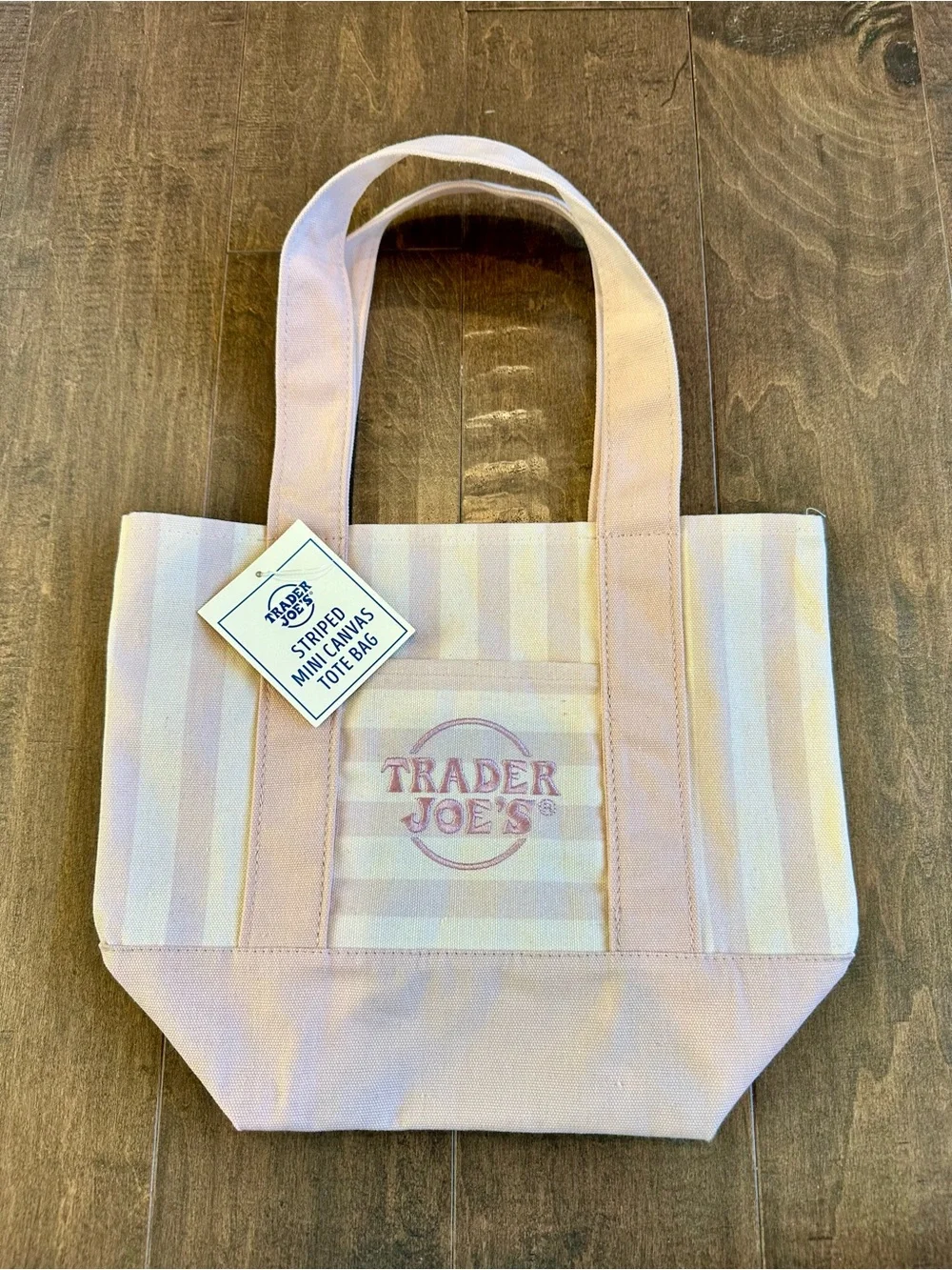 NWT Trader Joe’s Pink Striped Canvas mini Tote
